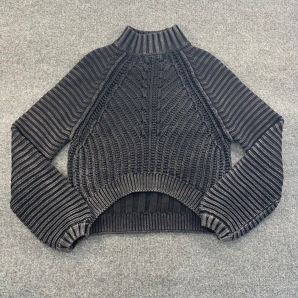 Free People Women's Sweetheart Sweater Chunky Cable Knit Heavy Cotton Slouchy XS